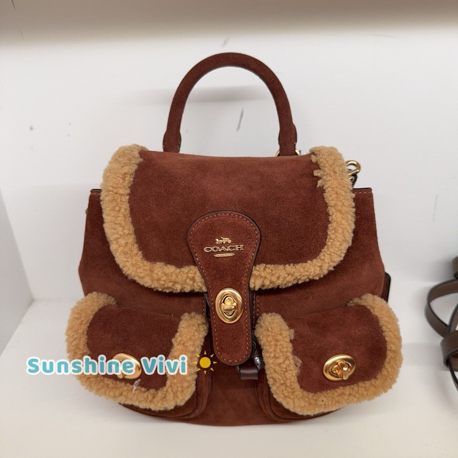 Coach NWT Coach CCZ25 Hadley Backpack Vintage Brown Gold Suede Size ONE SIZE - 1 Thumbnail