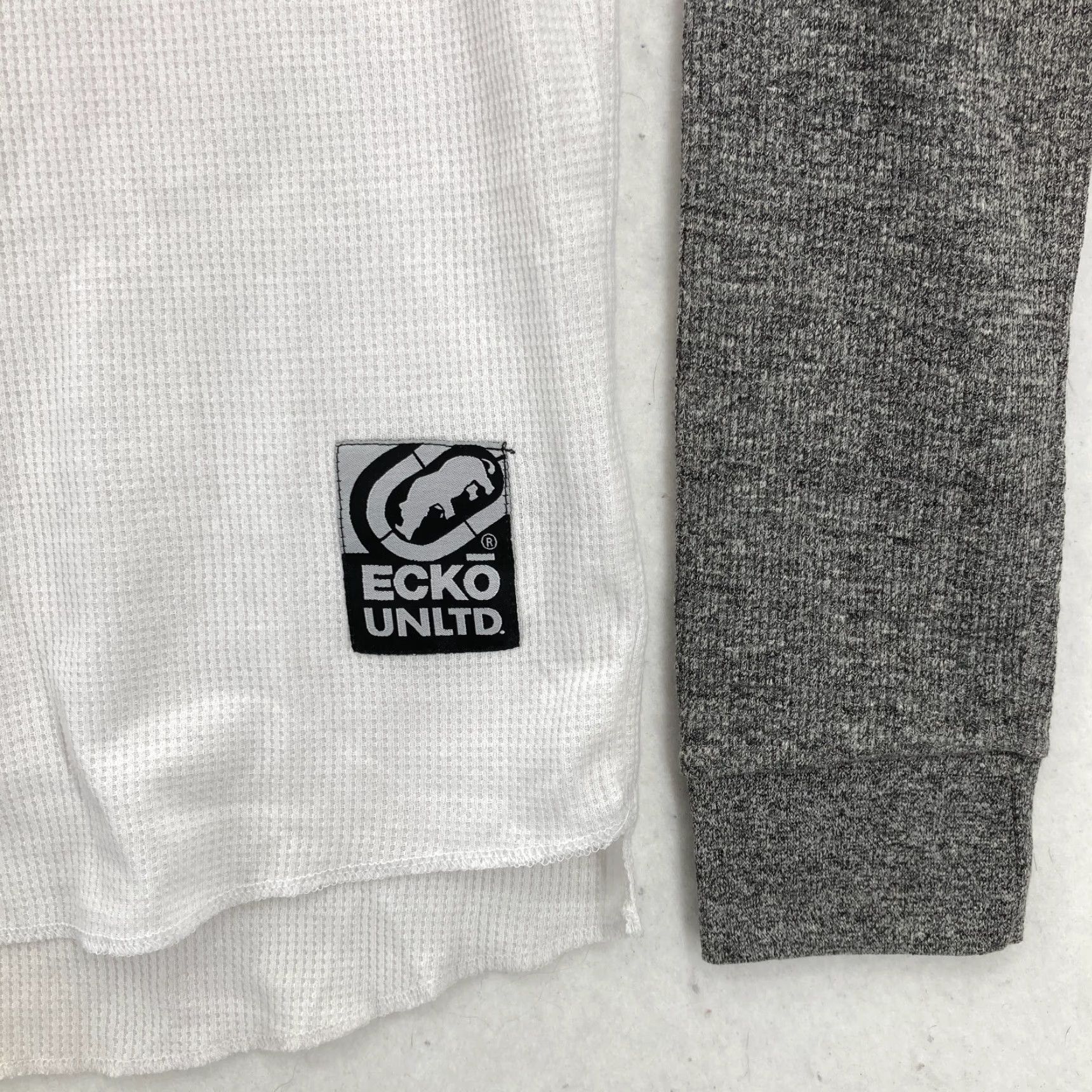 Ecko Unltd. Ecko Unltd Thermal Waffle Knit Shirt Mens M White Gray Crew Neck Y2K NWT Size US M / EU 48-50 / 2 - 6 Thumbnail