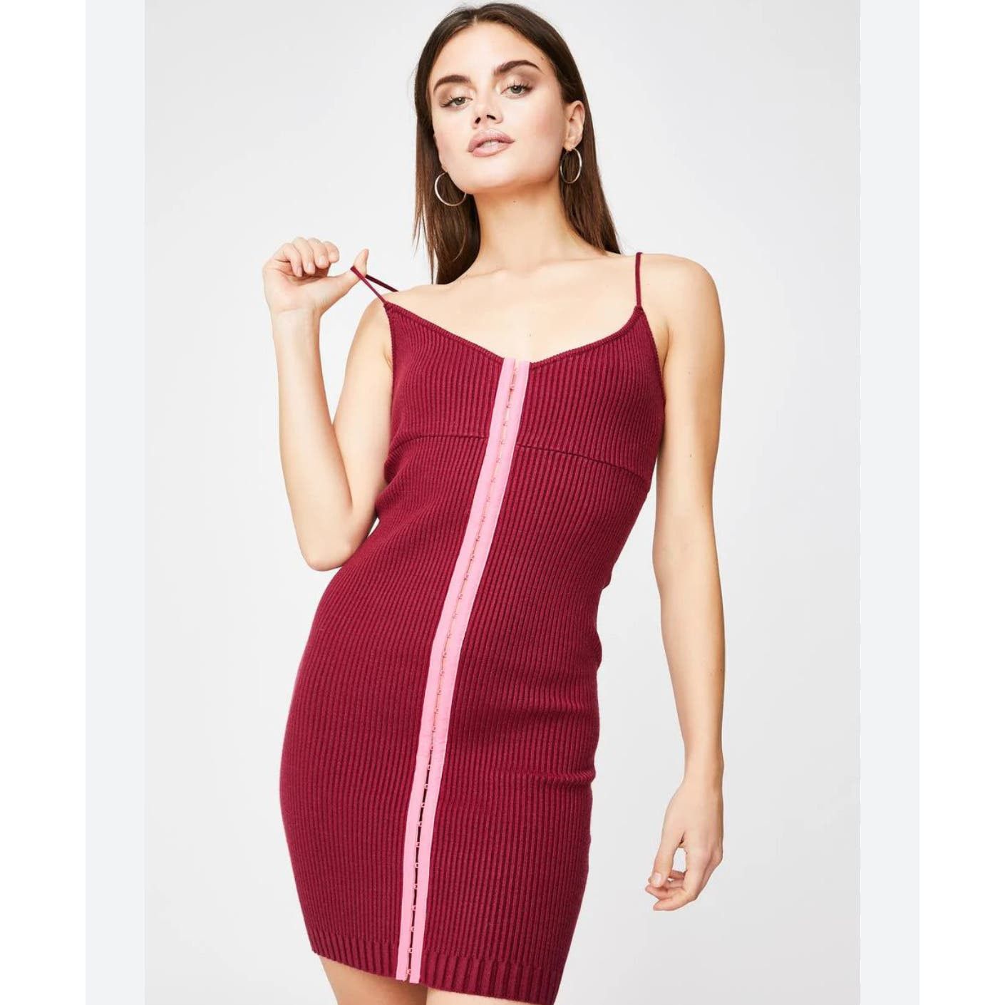 image of For Love Lemons $195 NWT For Love And Lemons Paige Hook N' Eye Dress in Red, Women's (Size XS)