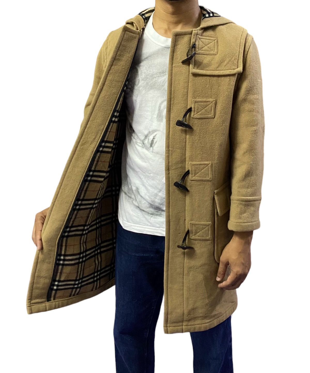 Burberry Burberrys Blue Laber Novacheck Wool Duffle Jacket Size US M / EU 48-50 / 2 - 2 Thumbnail