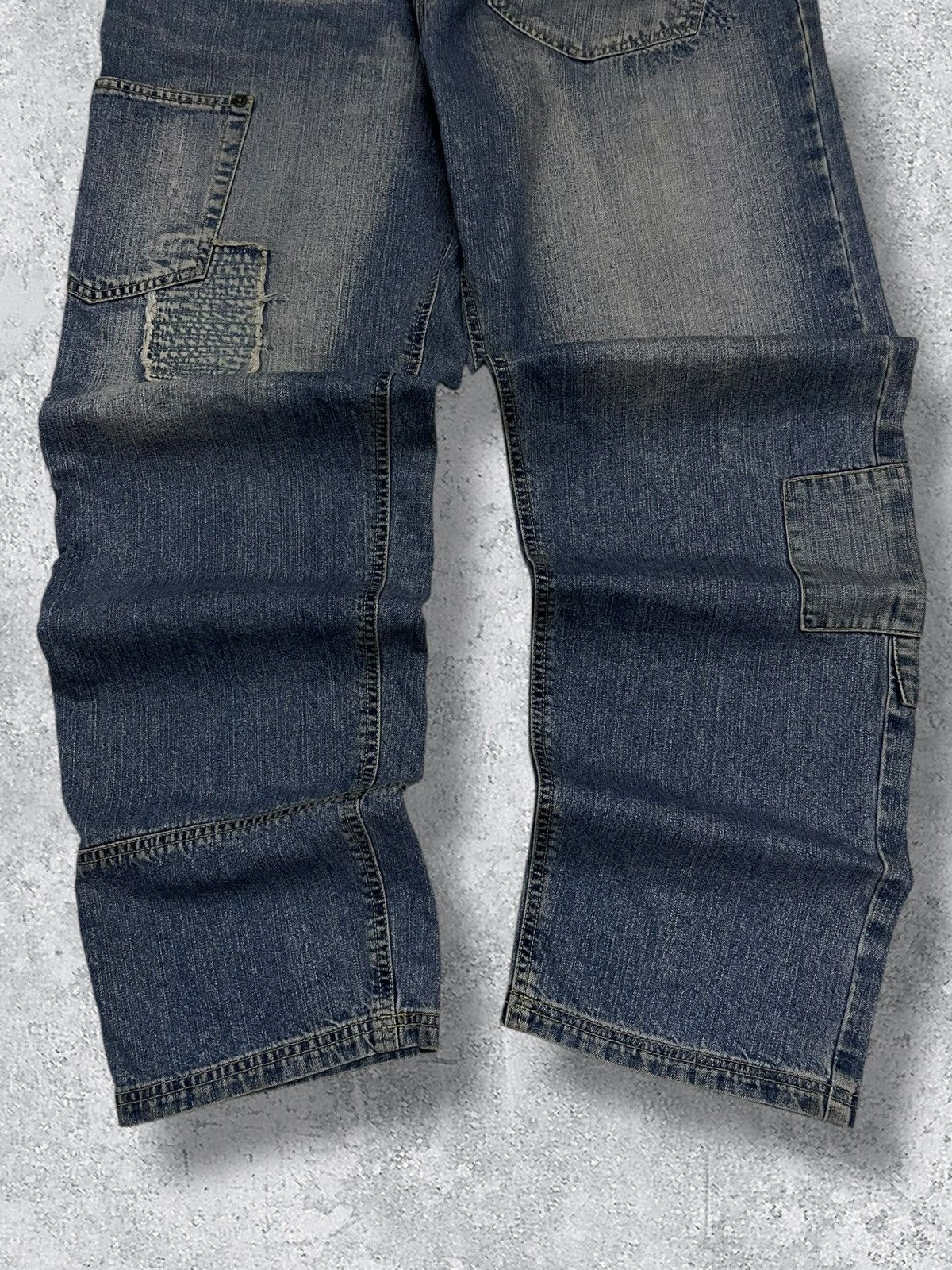 Japanese Brand Vintage 90’s Japan Scanner Unique Patch Pocket Baggy Denim Size US 33 - 3 Thumbnail