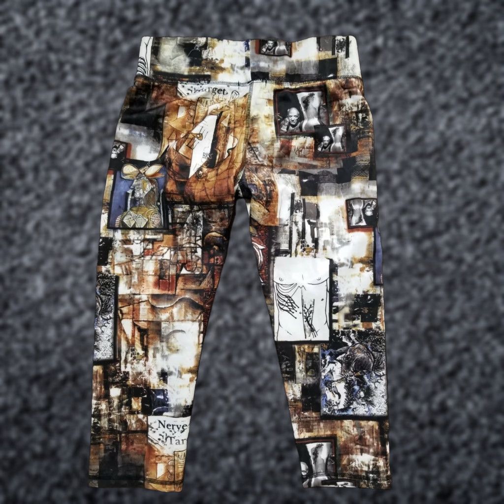 Vintage Grip Leggings Adult M Brown Picasso Art Halloween Photoreal Womens Size 32" / US 10 / IT 46 - 1 Thumbnail