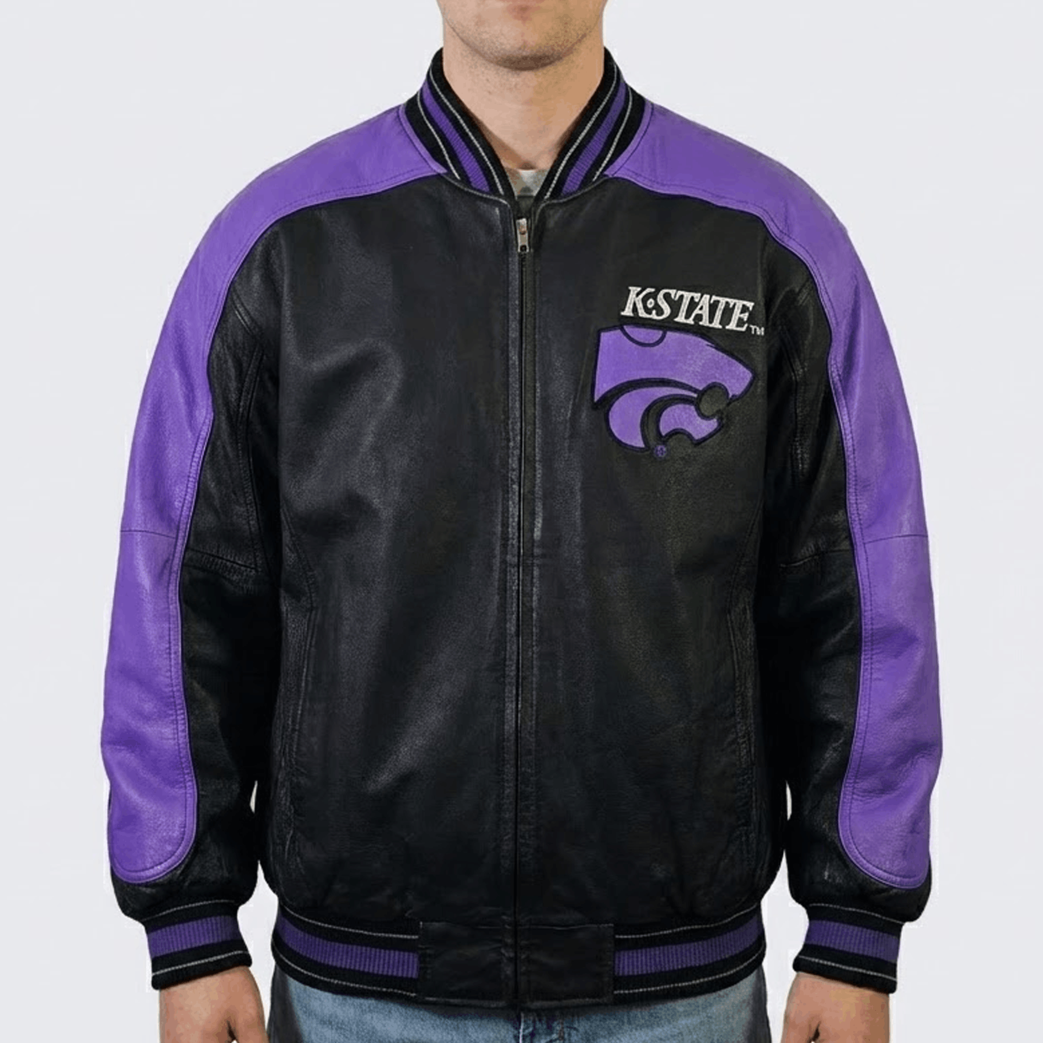 NCAA Kansas State Wildcats Vintage 90s Leather Bomber Jacket Size US M / EU 48-50 / 2 - 3 Thumbnail