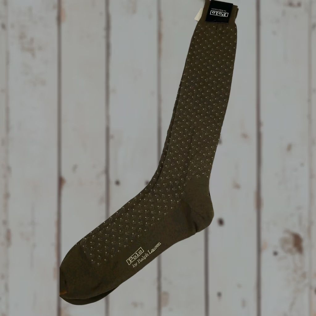Polo Ralph Lauren VINTAGE Polo Ralph Lauren Socks Dress Socks 10-13 Beige Wool Cotton Blend Pattern Deadstock NWT RL Mens Size US M / EU 48-50 / 2 - 1 Thumbnail