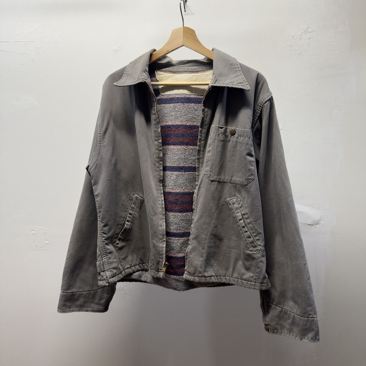 Vintage 50s 60s Thrashed Faded Distressed Work Jacket ERD Grunge Size US L / EU 52-54 / 3 - 1 Thumbnail