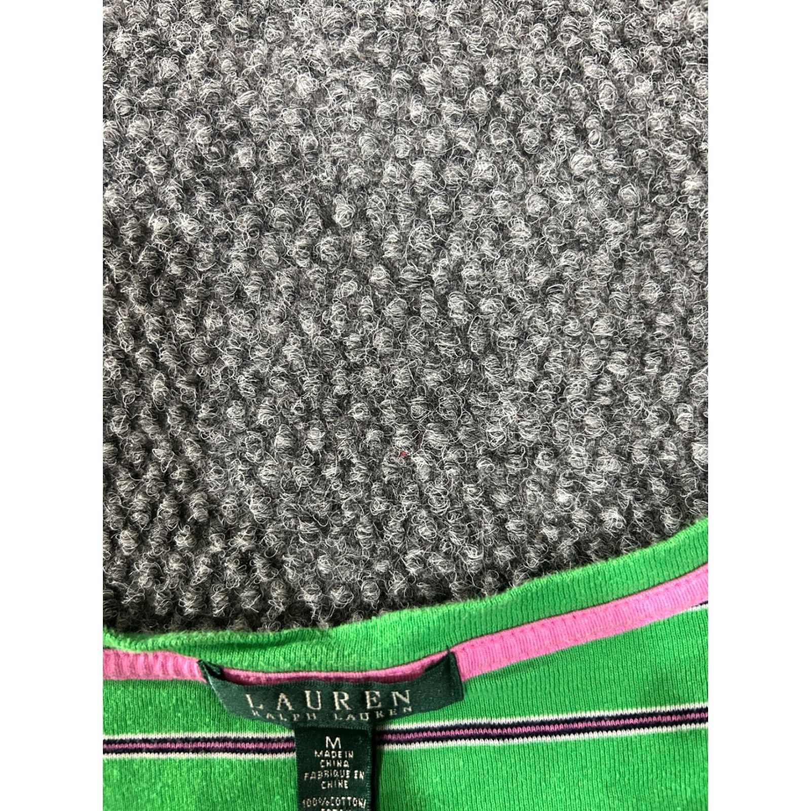 Ralph Lauren Lauren Ralph Lauren Blouse M Green Striped Cotton Pullover Button Sleeve Length Long Round Neck Casual Women’s Regular Fit Vintage: No Size M / US 6-8 / IT 42-44 - 4 Thumbnail