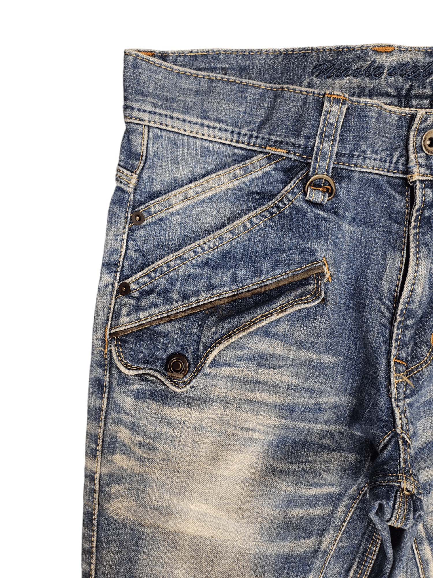 Nicole Club 2000s Nicole Club Spiral Cut Clawmark Faded Denim Jeans Size US 30 / EU 46 - 3 Thumbnail