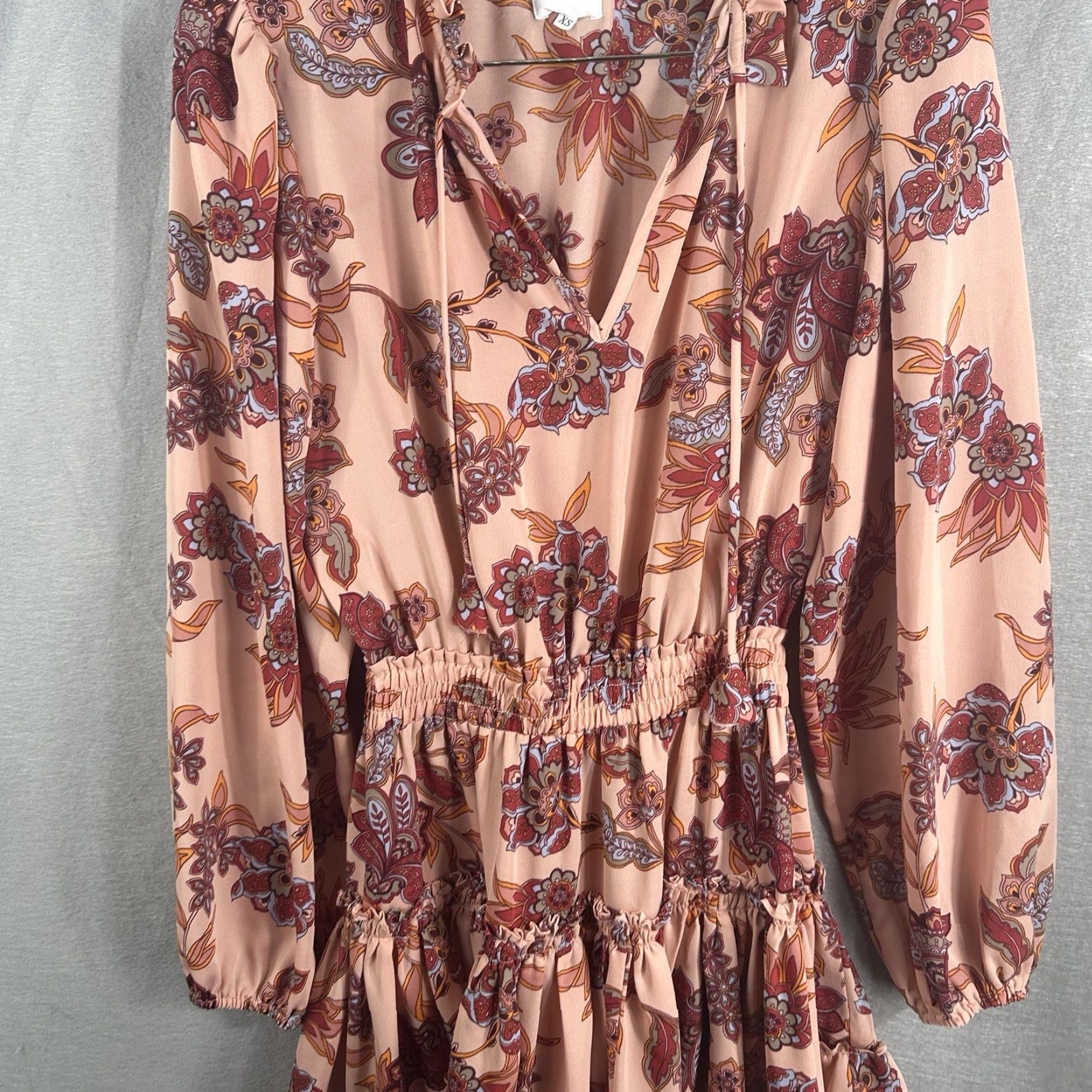 MISA Los Angeles MISA Los Angeles Mini Dress Women XS Floral Ruffle Bohemian V-Neck Short Sleeve Pullover 100% Polyester Red Dress Size XS / US 0-2 / IT 36-38 - 2 Thumbnail