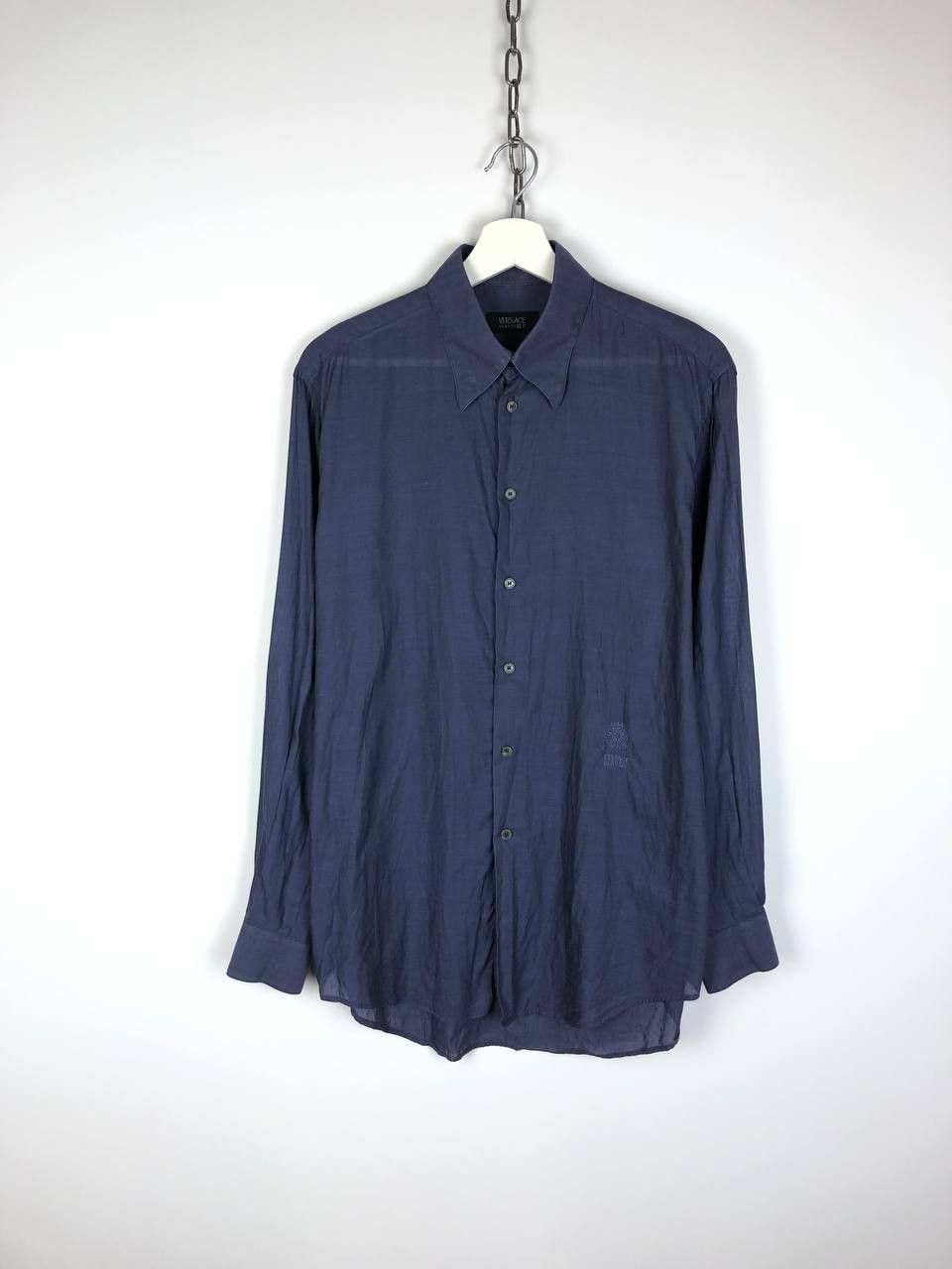 Versace Versace V2 Italy Cotton Shirt Blue size 15/39(S) Size US S / EU 44-46 / 1 - 1 Thumbnail