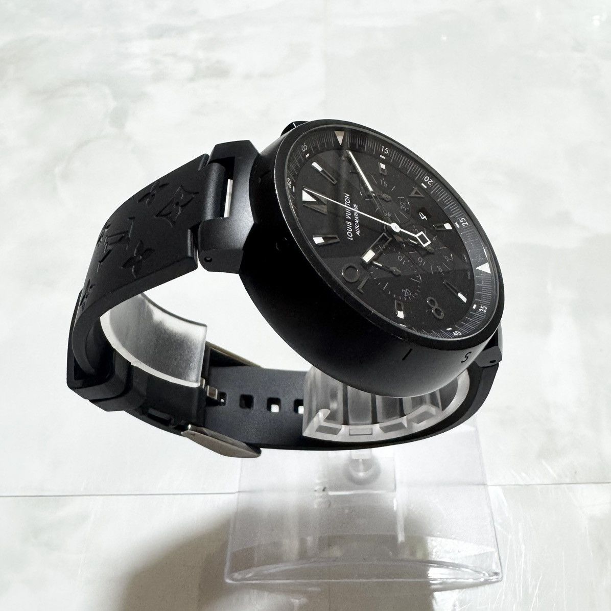 Louis Vuitton Authentic Louis Vuitton Tambour Black TO4139 Q1A62 Monogram Size ONE SIZE - 13 Thumbnail