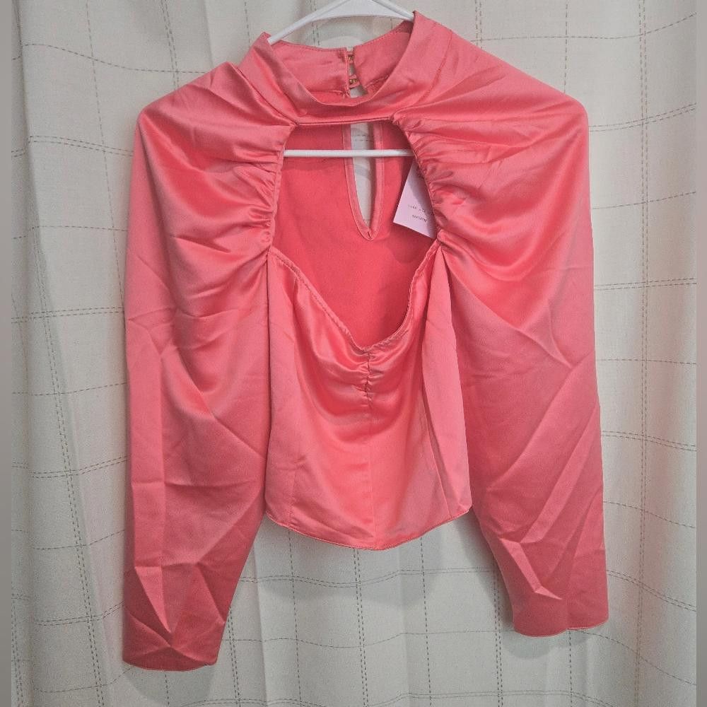 Other Miss Selfridge Petite Cut Out Ruched Satin Top Size XL / US 12-14 / IT 48-50 - 3 Thumbnail