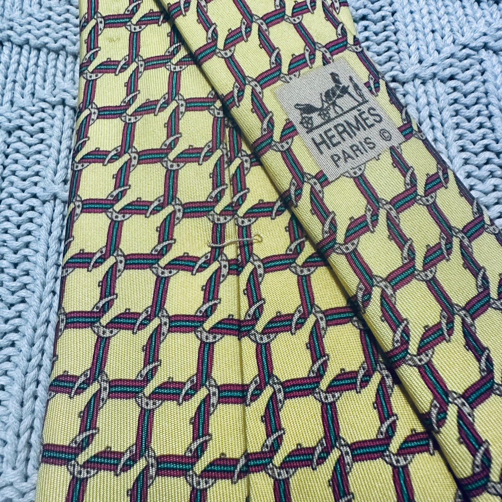 Hermes Hermes yellow silk horseshoe pattern tie Size ONE SIZE - 3 Thumbnail
