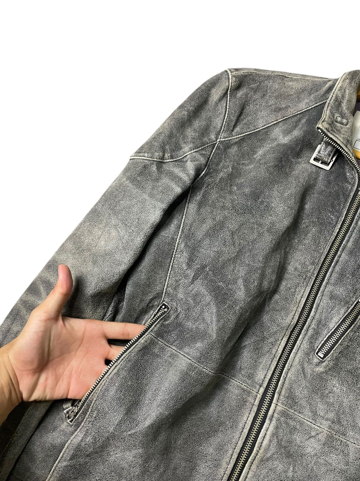 Japanese Brand × Vintage Vintage IKKA Distressed Leather Jacket (99) Size US XL / EU 56 / 4 - 5 Thumbnail