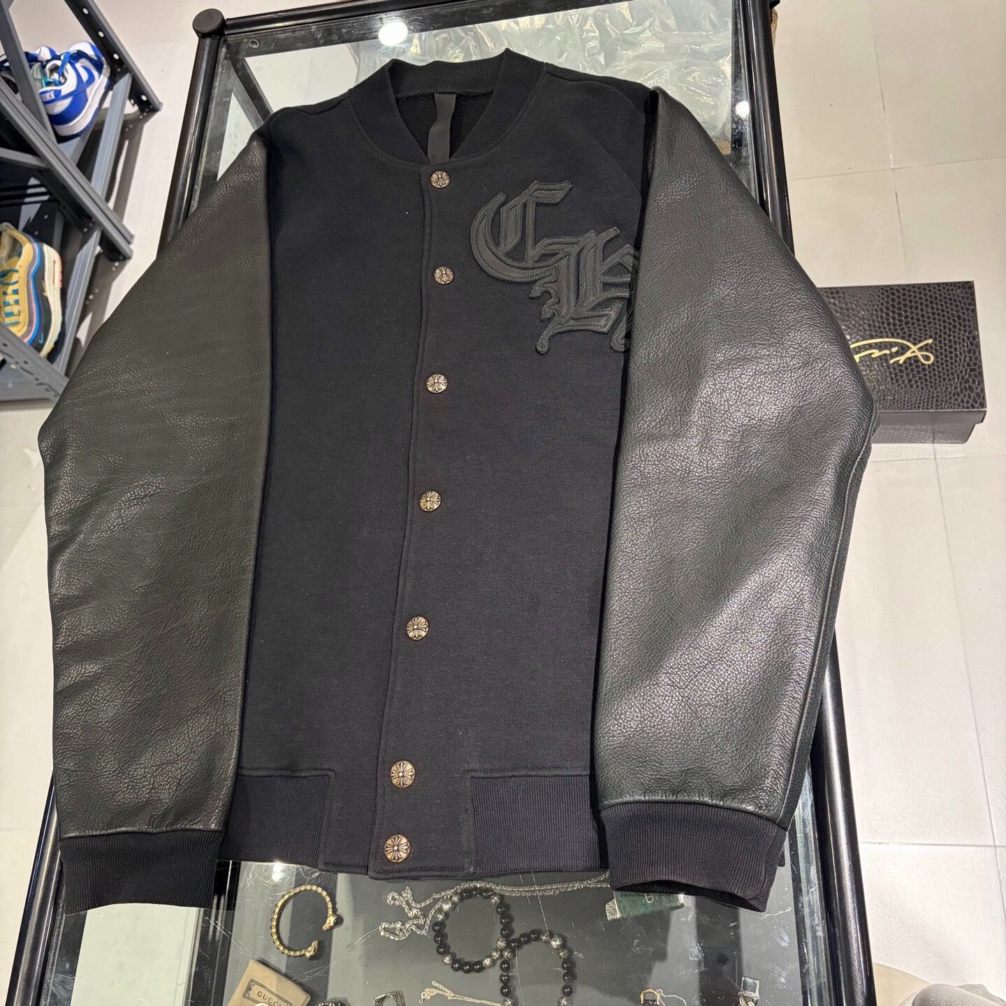 Chrome Hearts Chrome Hearts CH Leather Wool Sleeve Jacket Size US XL / EU 56 / 4 - 1 Thumbnail