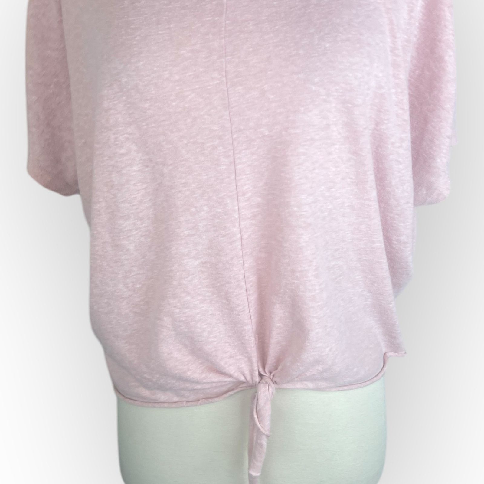 Vintage Primark Light Pink Front Tie Relaxed Tee | Casual T-Shirt Size S / US 4 / IT 40 - 5 Thumbnail