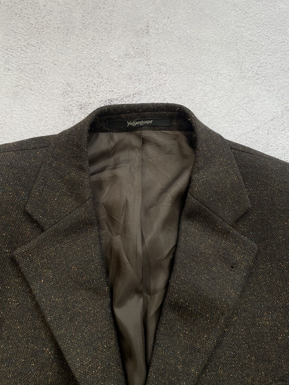 Vintage × Yves Saint Laurent Vintage YVES SAINT LAURENT Blazer Jacket Mens Size 52 Brown Size 52S - 5 Thumbnail