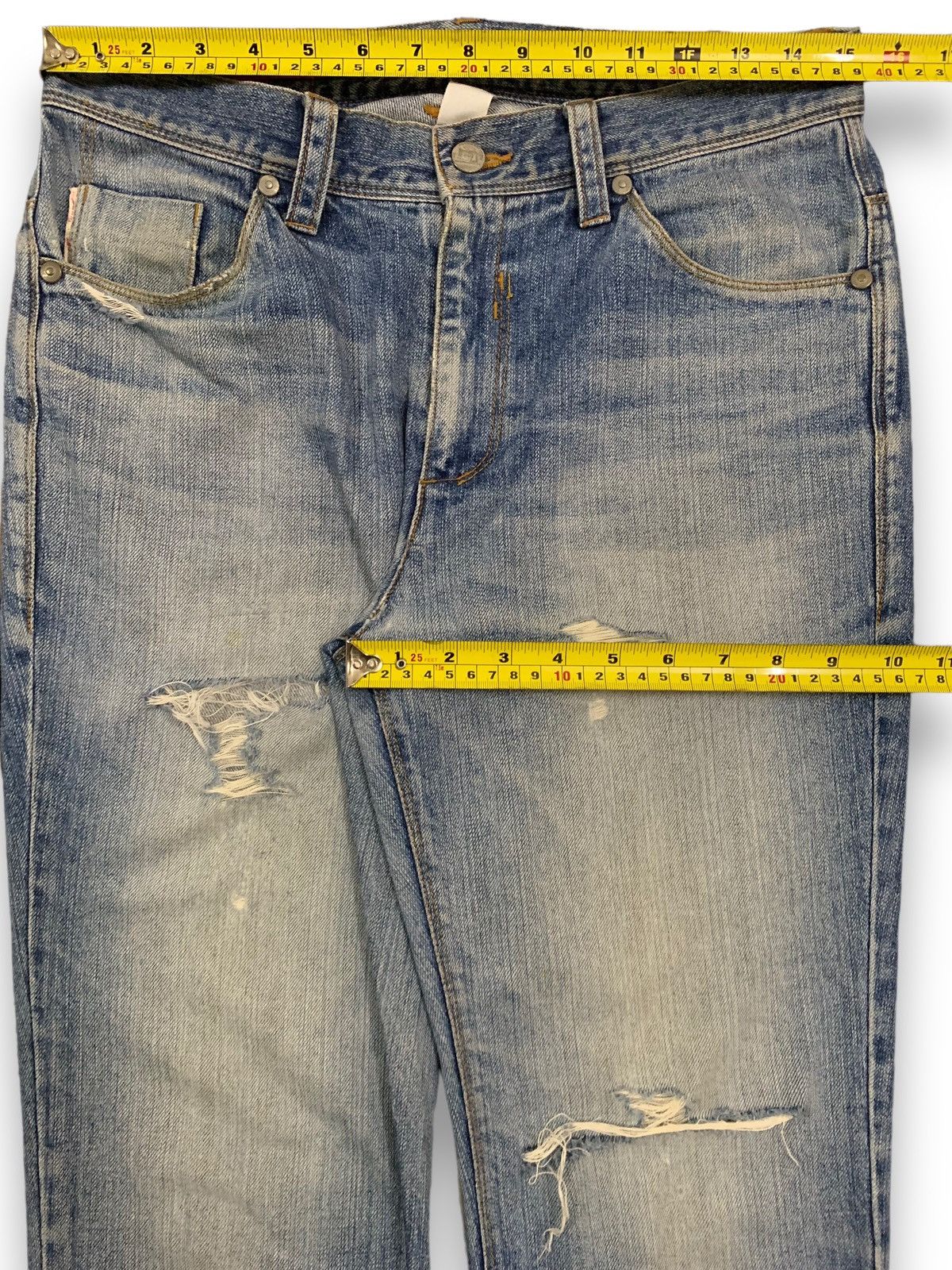 Morgan Homme Vintage Morgan Homme Selvedge Blue Washed Distressed Jeans Size US 30 / EU 46 - 16 Thumbnail