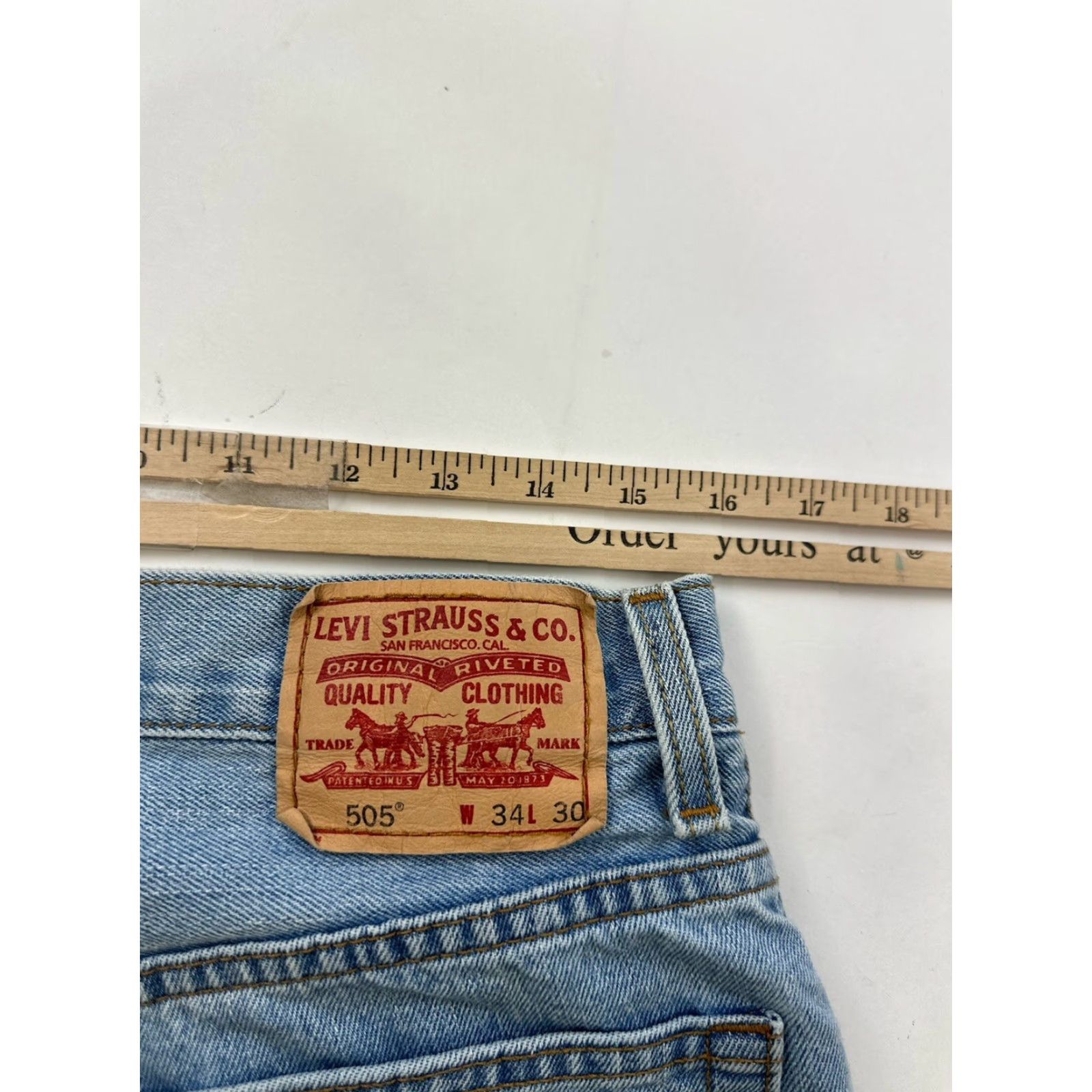 Levi's VINTAGE Levi's 505 Jeans Mens 32x29.5 Blue Distressed Straight 34 x 30 Tagged 34x30 Mens Jeans Size US 32 / EU 48 - 8 Thumbnail
