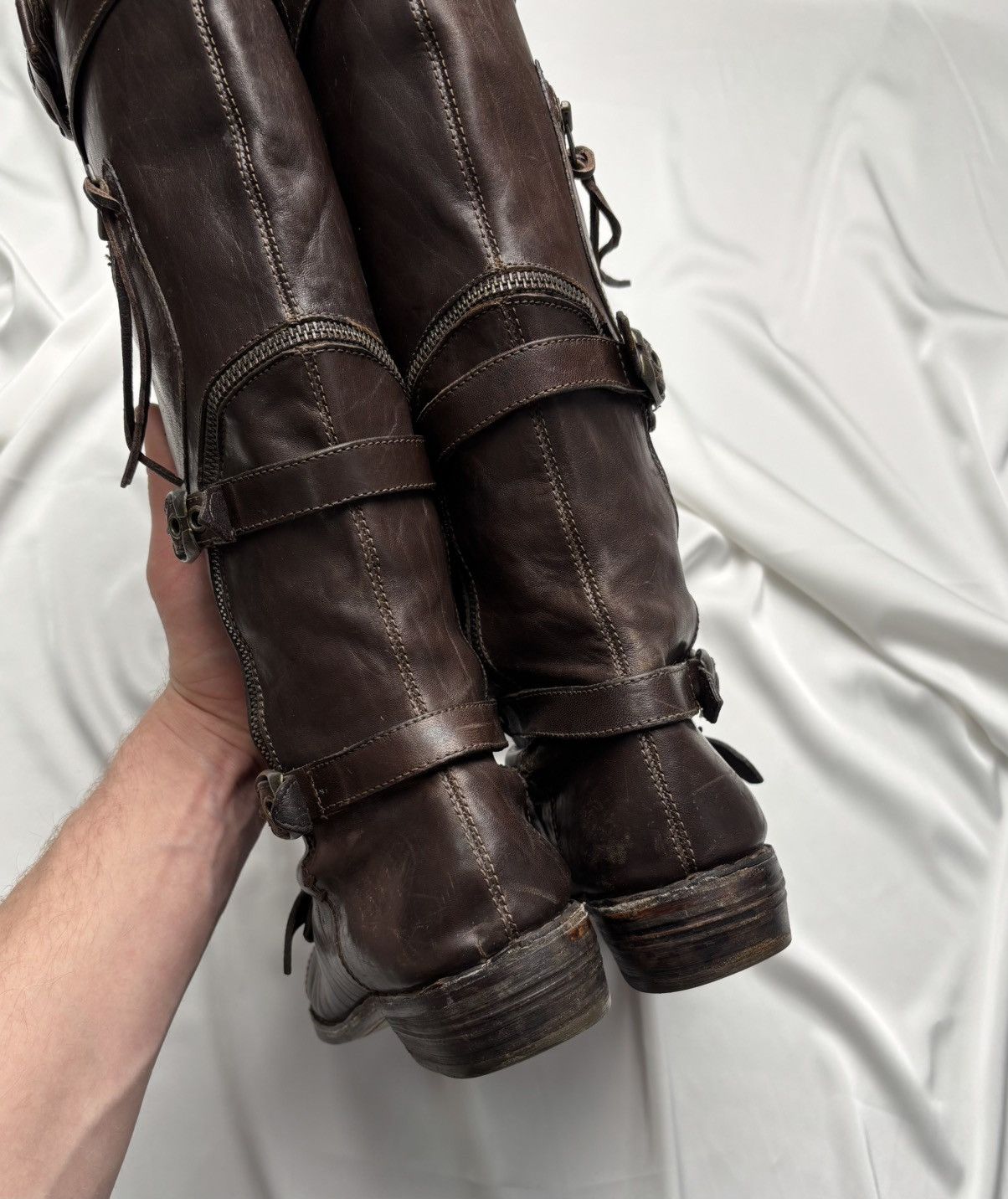 Vintage Vintage leather super rare boots with buckles and zippers Size US 9 / IT 39 - 7 Thumbnail