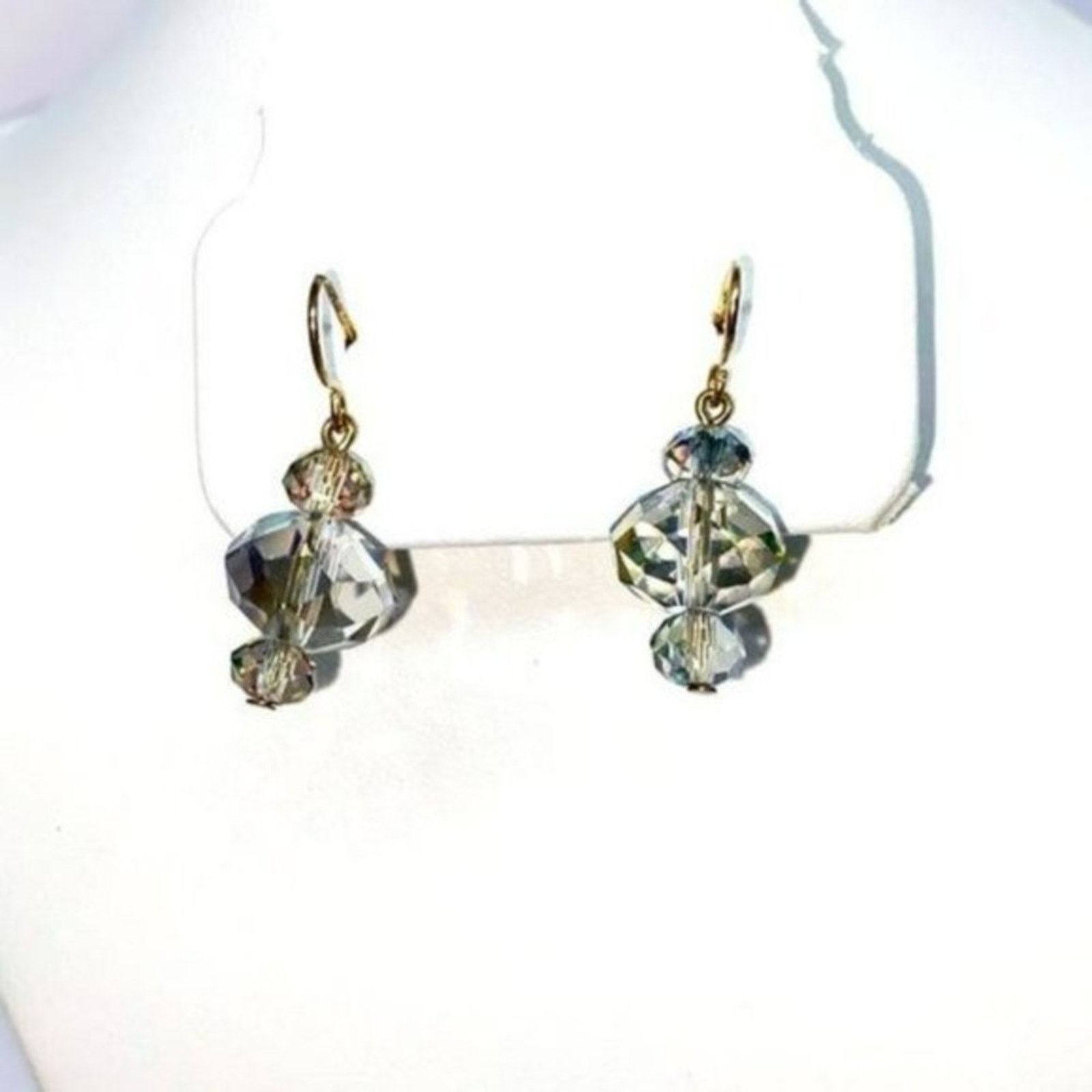 Handmade Clear Crystal Rhinestone Gold-Tone Dangle Earrings Size ONE SIZE - 1 Thumbnail