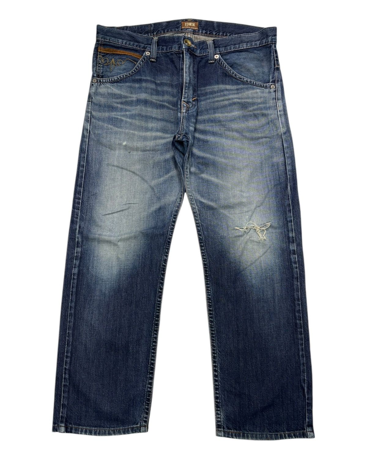 Kapital 🔥EDWIN EXCLUSIVE VINTAGE COWHIDE PATCHES POCKET DENIM JEANS Size US 38 / EU 54 - 7 Thumbnail