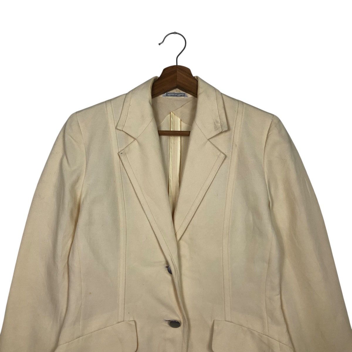 Japanese Brand Women’s Tailored Cream Blazer with Flap Pockets Max Mara Size M / US 6-8 / IT 42-44 - 4 Thumbnail