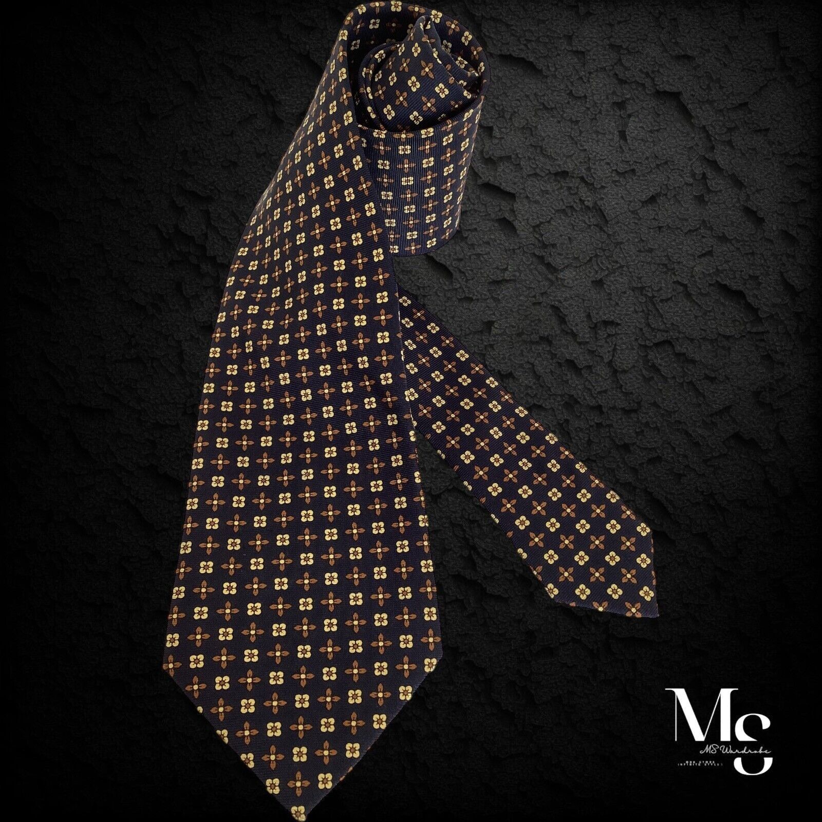 Other FRANCO BASSI Navy Floral Geometric Silk Tie Made In Italy Size ONE SIZE - 1 Thumbnail