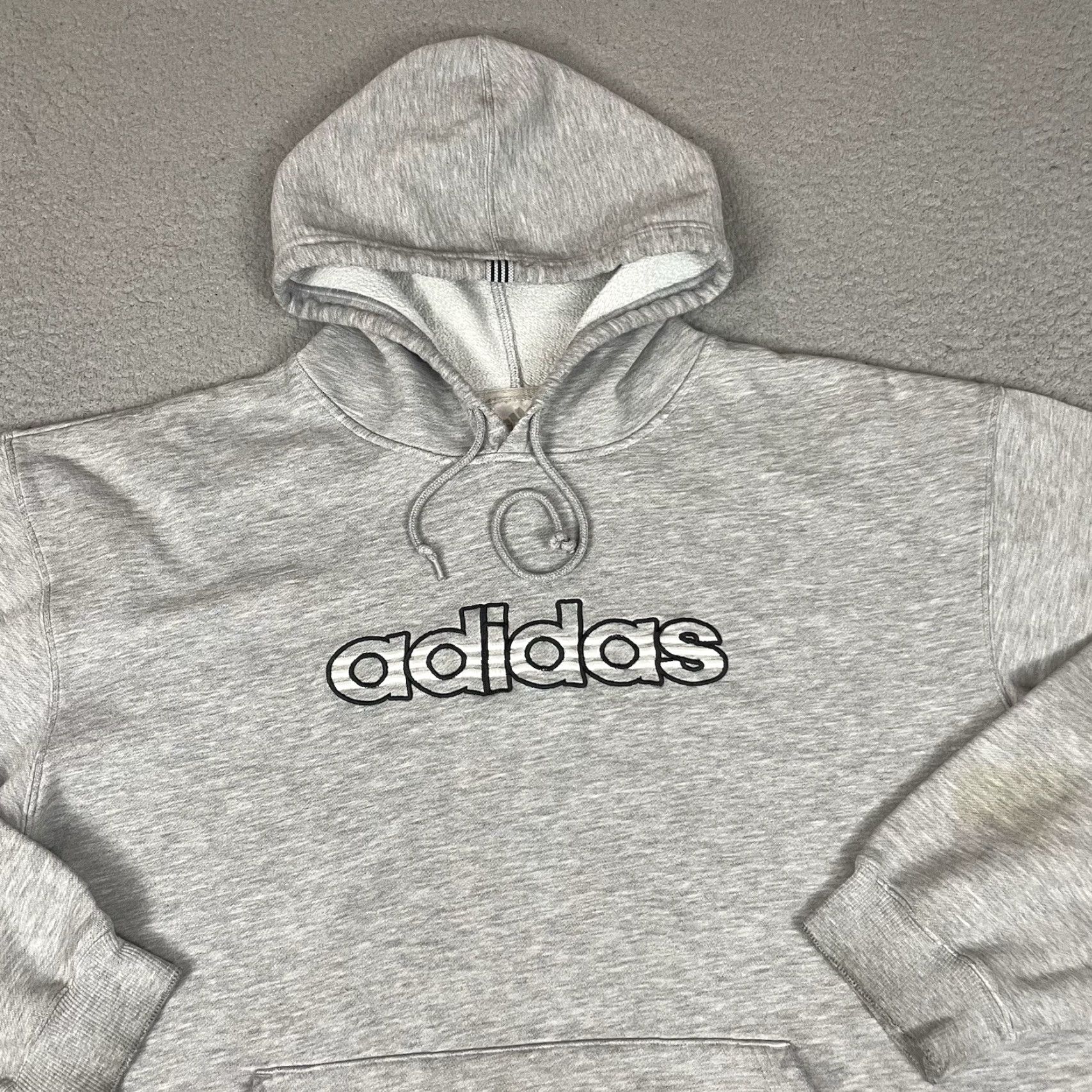 Adidas Vintage Adidas Sweatshirt Mens L Gray Hoodie Pullover Crew Neck Long Sleeve Fleece Logo Pockets Distressed Size US L / EU 52-54 / 3 - 2 Thumbnail