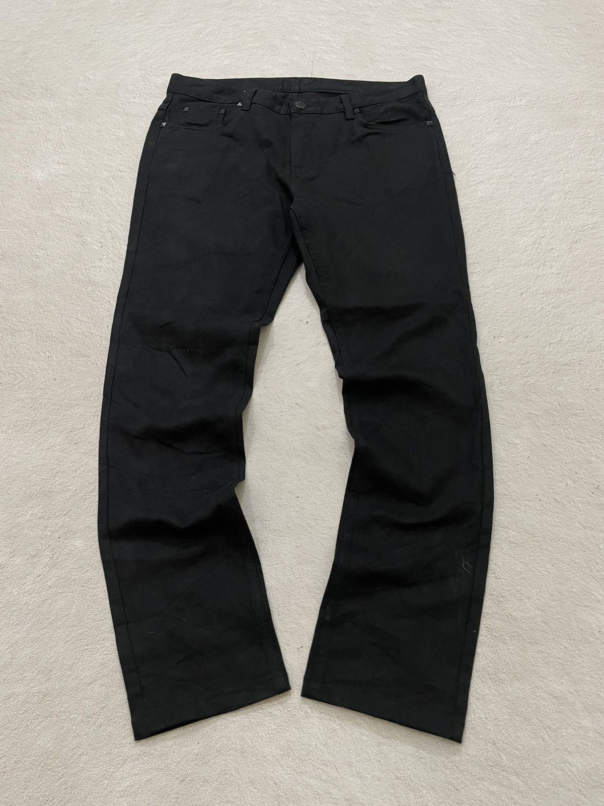 00s Japanese Black Denim Studed Embroidered Skull Mastermind