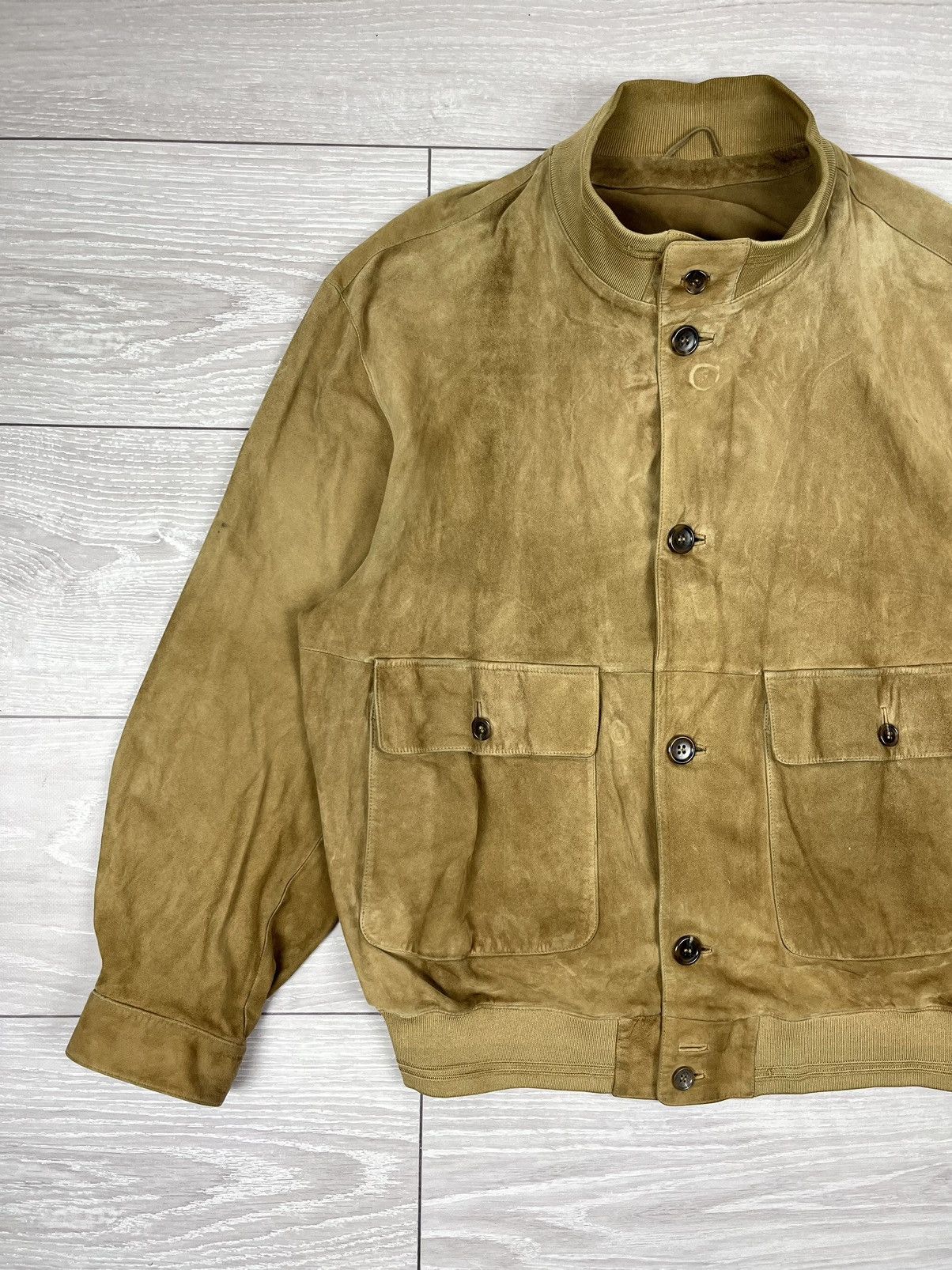 Hugo Boss Hugo Boss Vintage 90s Beige Goatskin Suede Leather Jacket Size US L / EU 52-54 / 3 - 3 Thumbnail