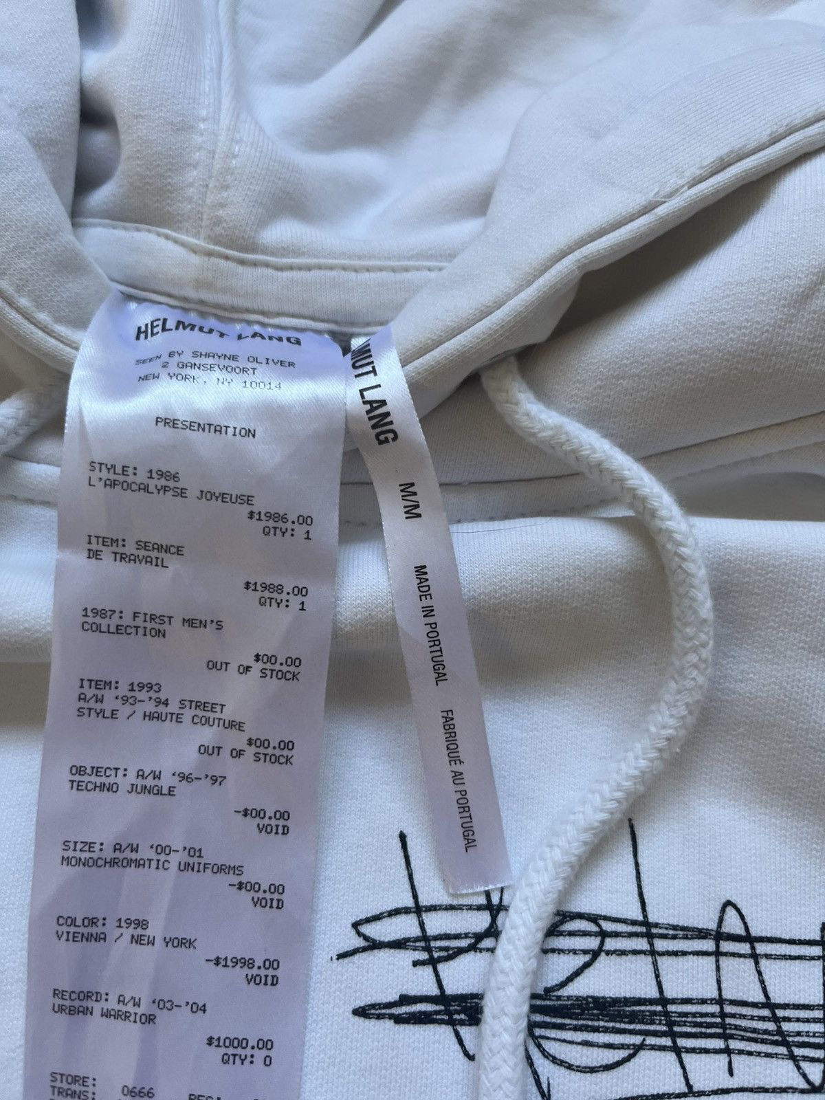 Helmut Lang Helmut Lang "Puppy" Graphic Hoodie – Receipt Label Detail Size US M / EU 48-50 / 2 - 10 Thumbnail