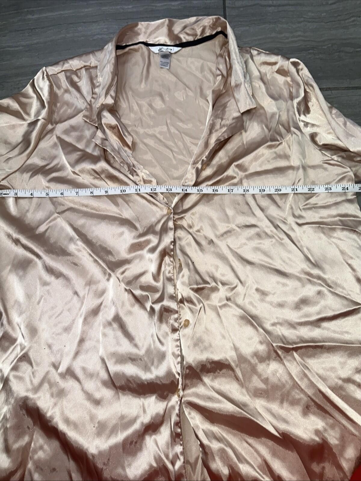 Uniforms For The Dedicated Delicates Satin 2pc Pajamas XXL Button Front Top Pants Beige Size ONE SIZE - 5 Thumbnail
