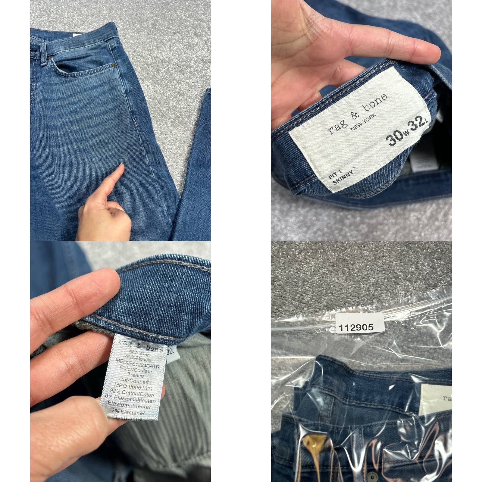 Rag & Bone rag & bone Standard Fit 1 Skinny Jeans Men 30 Blue Cotton Mid Rise Tapered 30x31 Denim Jeans Skinny Mens Blue 90s City Preppy Size US 30 / EU 46 - 8 Thumbnail