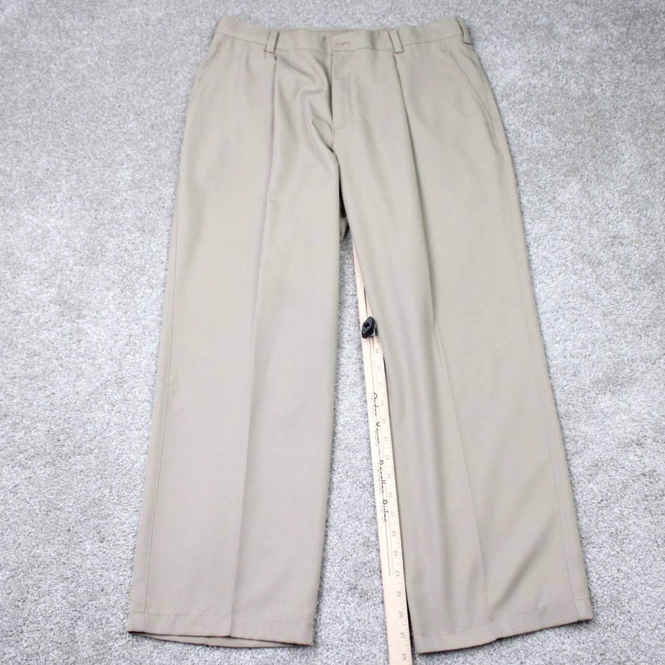 Nike Nike Pants Mens 34x28 Beige Pleated Straight Leg 100% Polyester Nike Dri-Fit 502553-235 Size US 34 / EU 50 - 2 Thumbnail