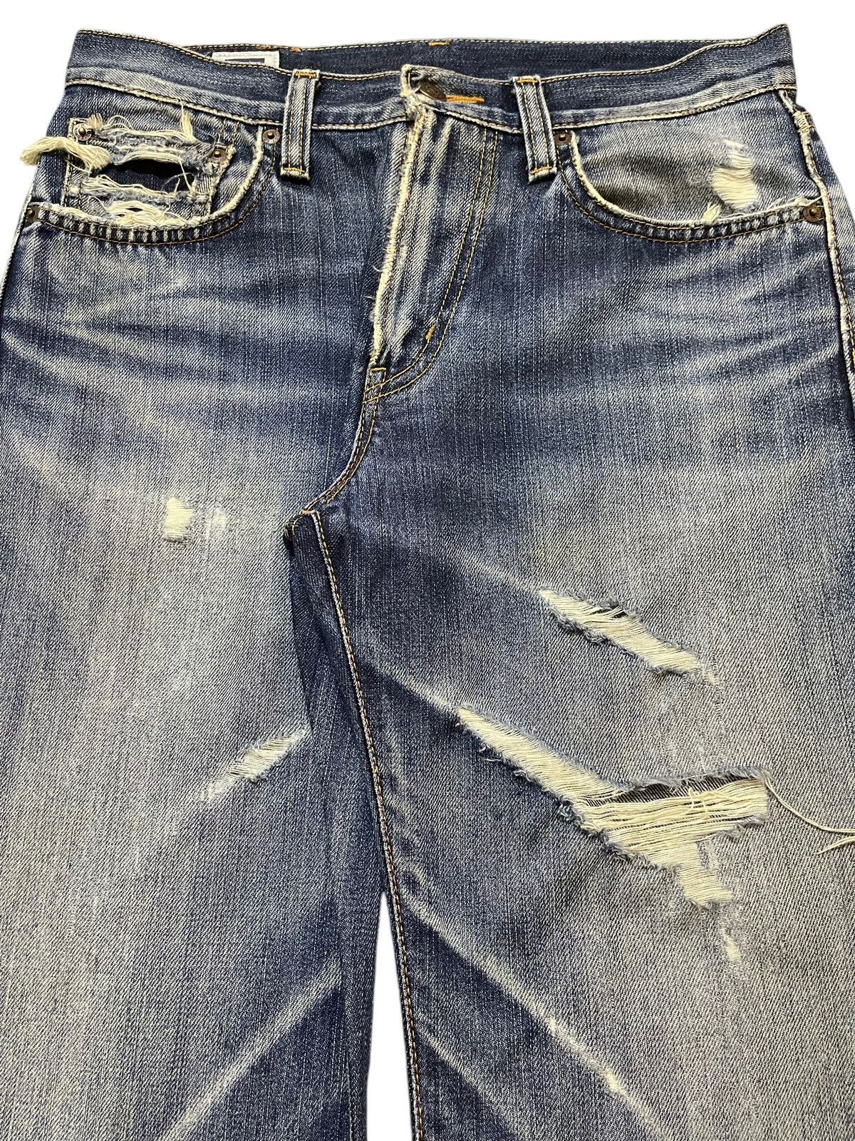 Edwin Vintage Edwin 402 Blue Faded Wash Distress Style Jeans Size US 30 / EU 46 - 4 Thumbnail