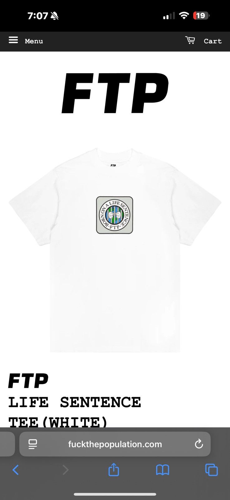 Fuck The Population FTP LIFE SENTENCE TEE (WHITE) Size US S / EU 44-46 / 1 - 3 Thumbnail