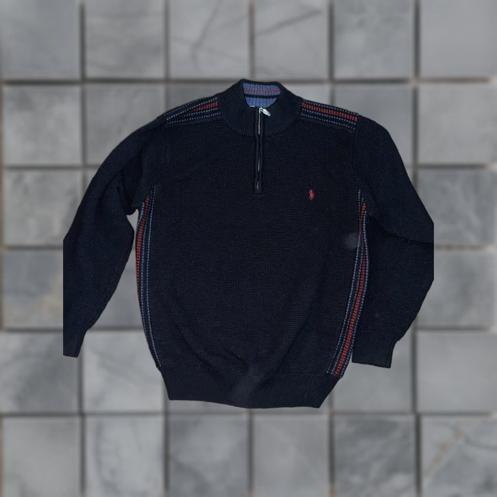 Polo Ralph Lauren Ralph Lauren Quarter Zip Knit Sweater Navy Small 20.5 in by 25in Mens Pullover Knit S blue Size US S / EU 44-46 / 1 - 1 Thumbnail