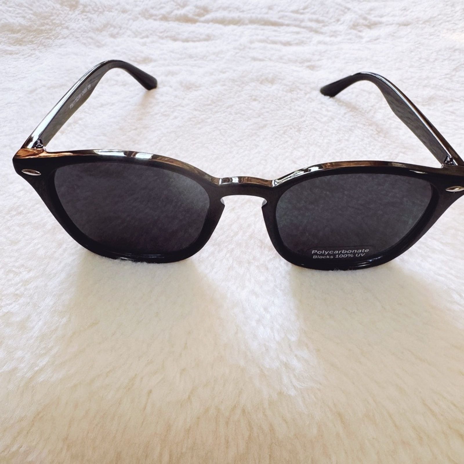 Other Milo Black W/Blue Lenses Oversized Oval Horn Rims Sunglasses Size ONE SIZE - 3 Thumbnail