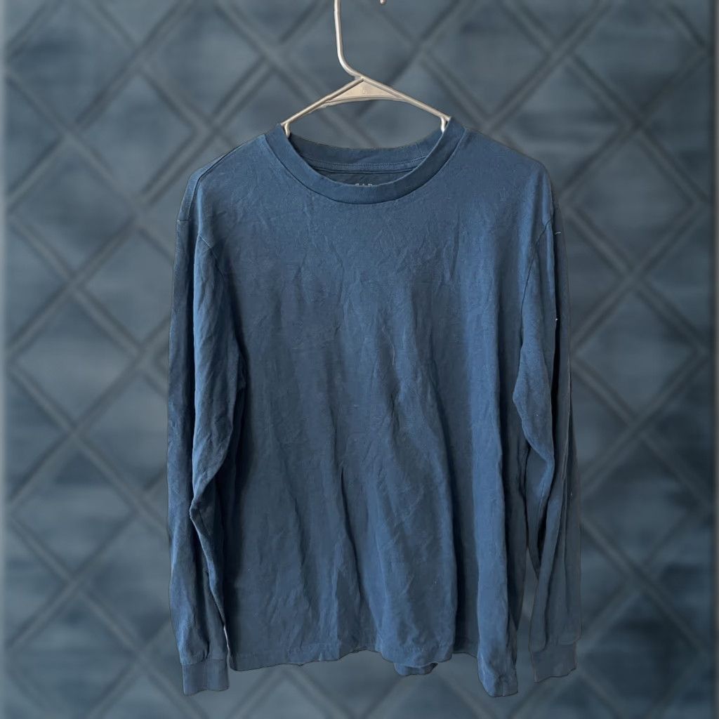 Gap Gap Shirt Men S Blue Crew Neck Long Sleeve T-Shirt Solid Knit Cotton Regular Fit - 1990s? (no decade implied) Size US S / EU 44-46 / 1 - 1 Thumbnail