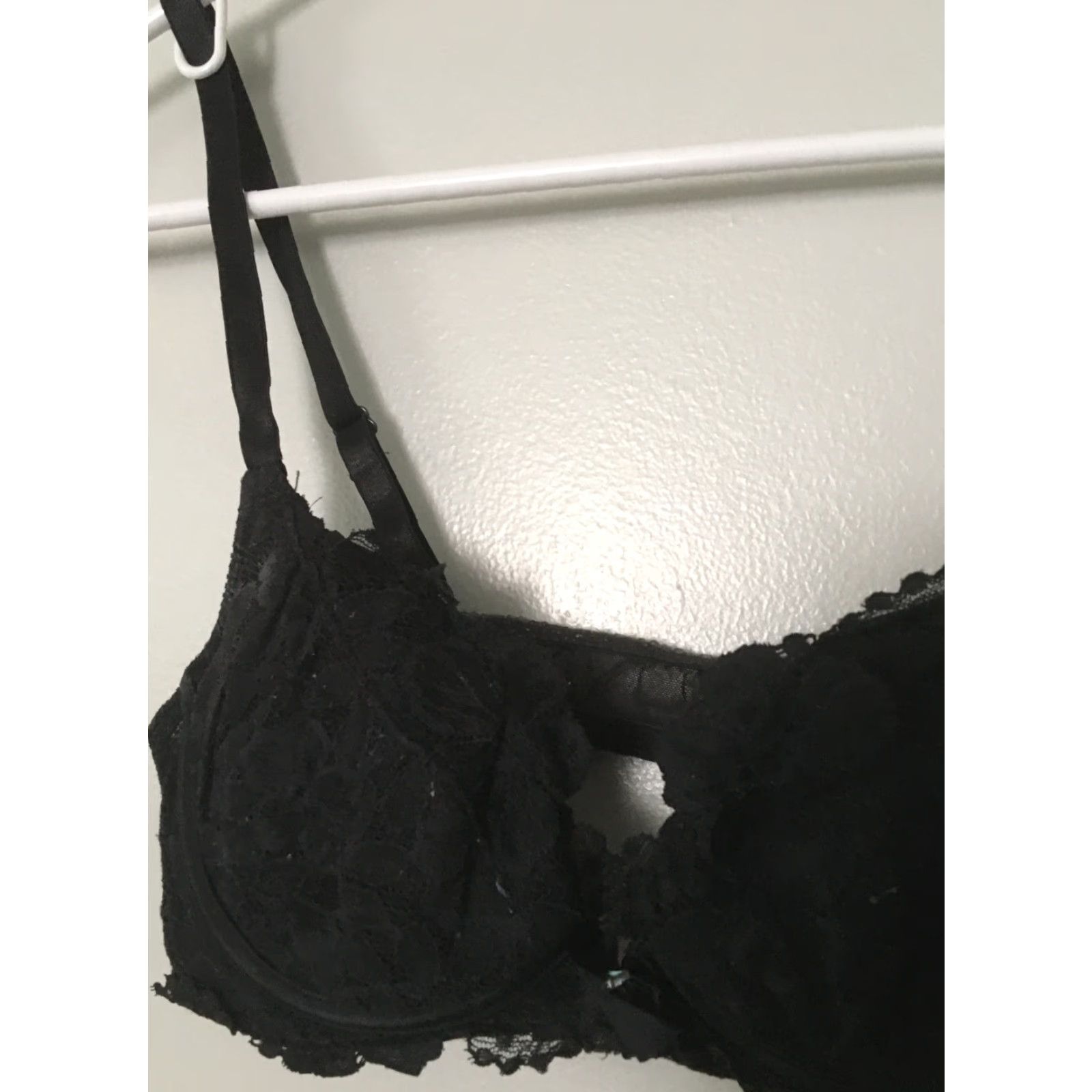 Victoria's Secret Victoria's Secret Black Lace Front Clasp Bra 34A Padded Underwire Demis, Lace, Underwire, Hook & Eye, 34 Band, Victoria's Secret Women Bra Size ONE SIZE - 2 Thumbnail