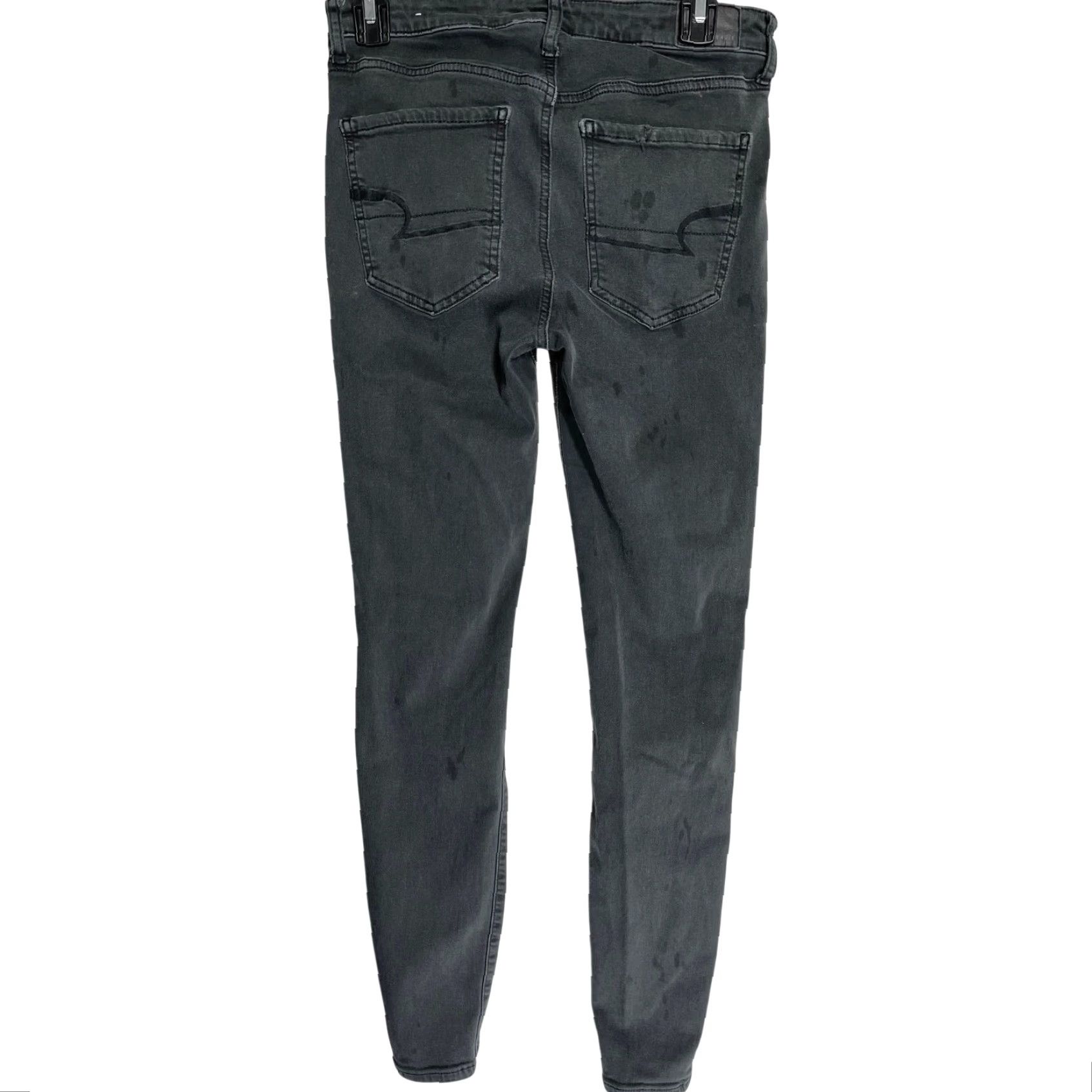 American Eagle Outfitters American Eagle Jeans Women Size 6 Gray Jegging Super Stretch Ripped Stains Womens Size 28" / US 6 / IT 42 - 2 Thumbnail