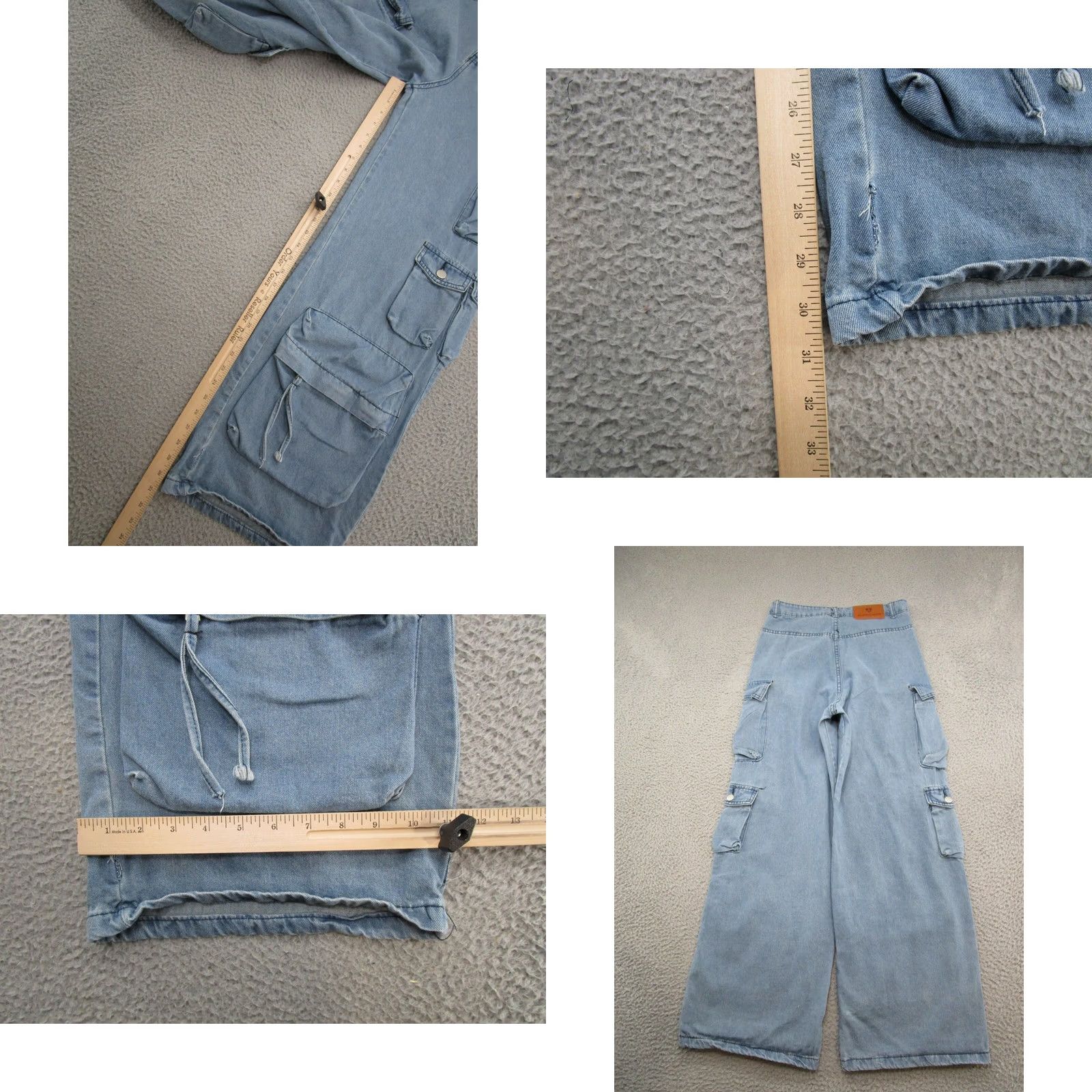 Vintage Elfric Eden Women's Wide-Leg Cargo Jeans Skater Grunge Size 26 Blue Size 26" / US 2 / IT 38 - 8 Thumbnail