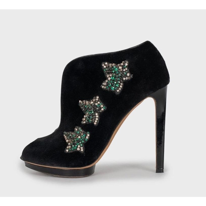 Alexander McQueen Alexander McQueen Black Suede Crystal Pumps sz.39 Size US 9 / IT 39 - 1 Thumbnail