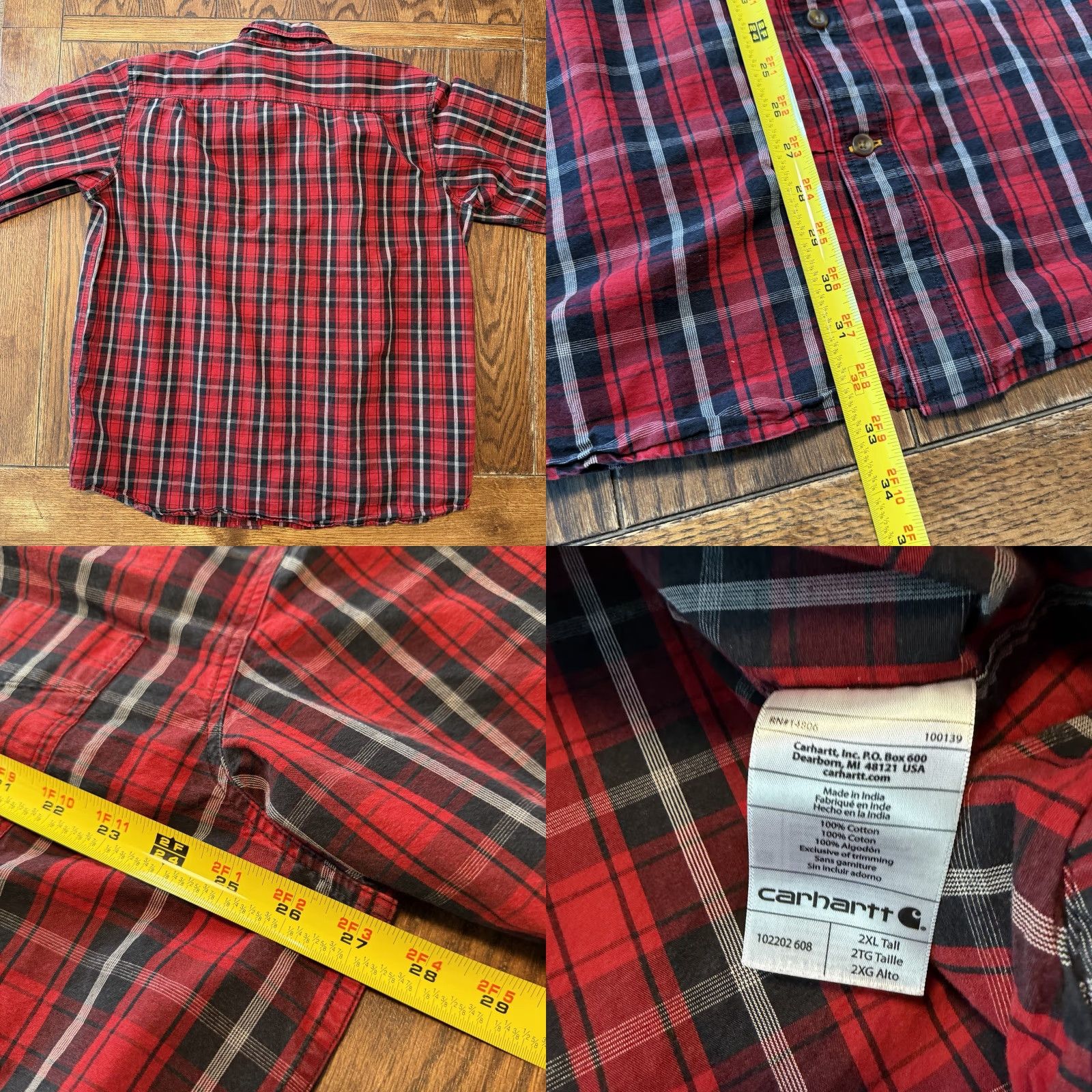 Carhartt Carhartt Shirt Button-Up Plaid Red Black XXL Tall Relaxed Fit Men’s 2XLT Cotton Button Down Casual Workwear Size US XXL / EU 58 / 5 - 8 Thumbnail