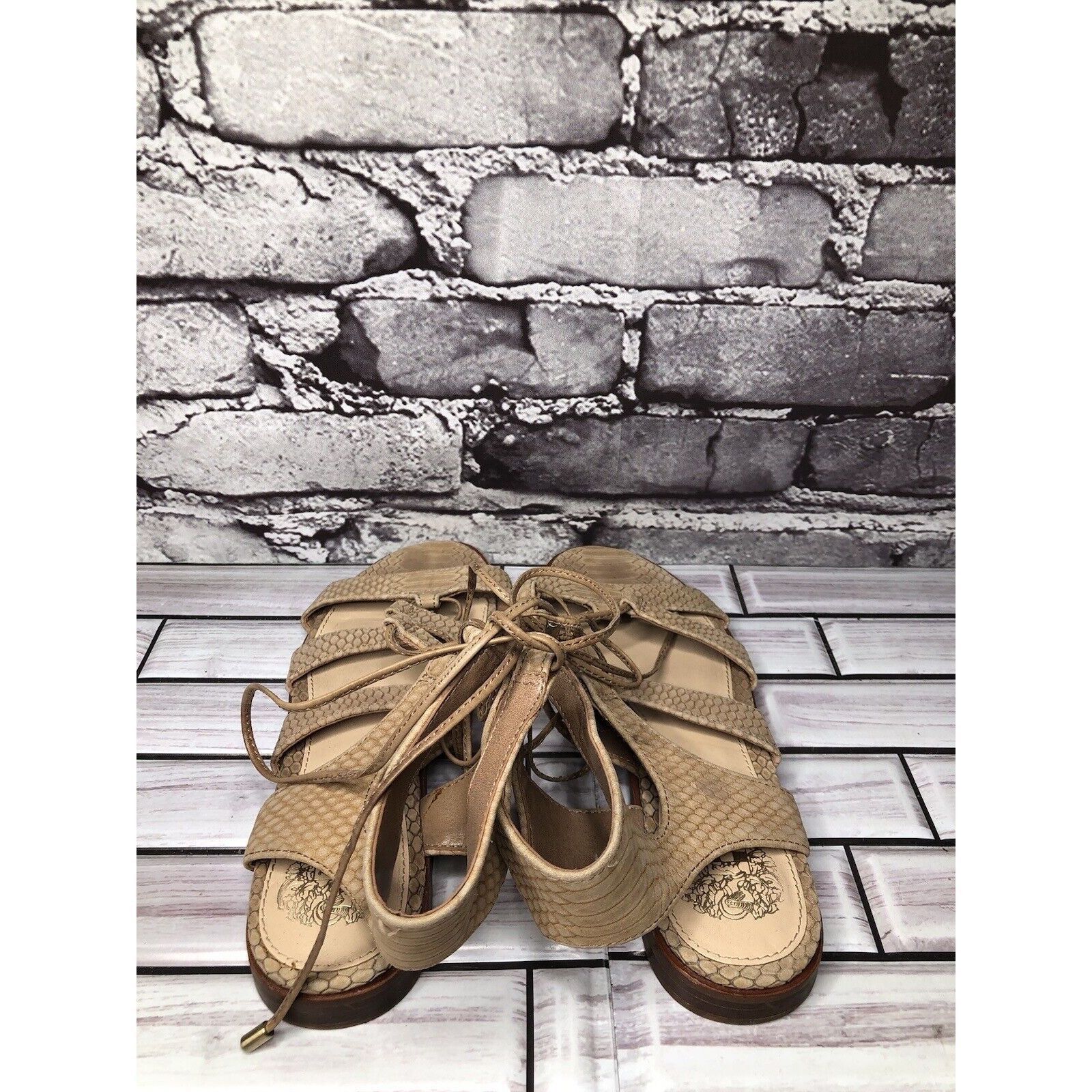 Vince Camuto Vince Camuto Tany Tan Leather Snake Print Gladiator Lace San Size US 6 / IT 36 - 5 Thumbnail