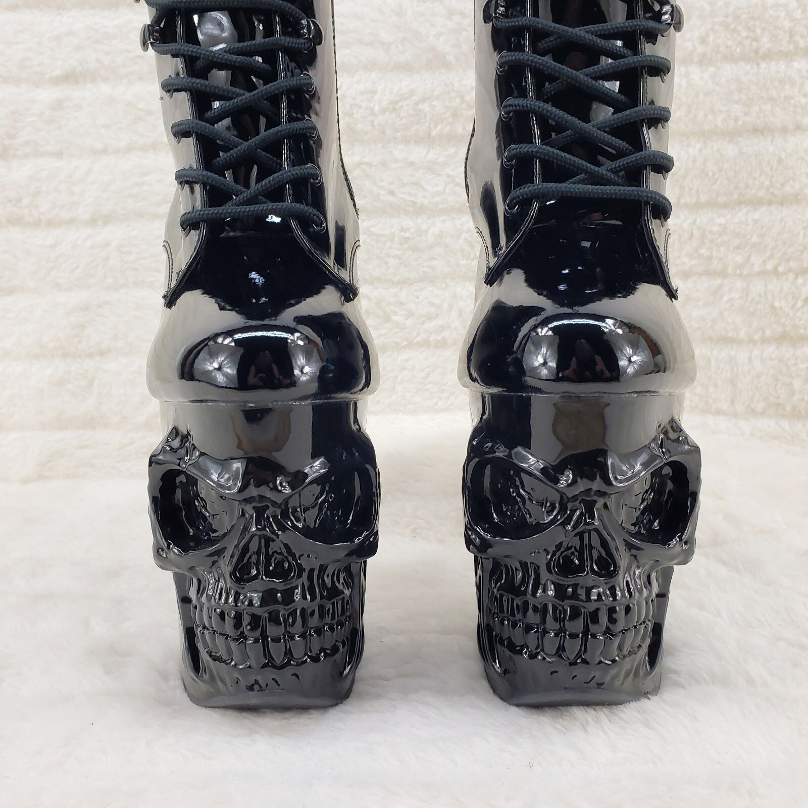 Other Rapture Black Patent Skull & Bones 8" High Heel Platform Thi Size US 8 / IT 38 - 6 Thumbnail