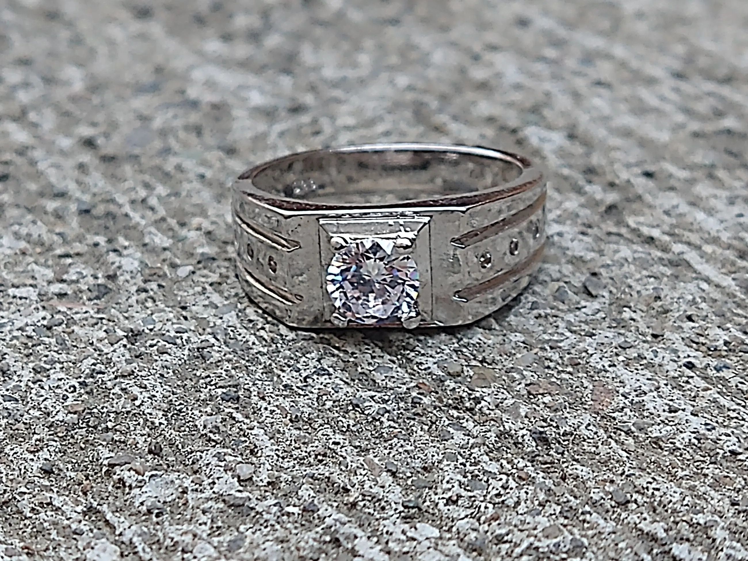 Sterling Silver Sterling Silver Ring Size 8.75 Clear CZ Round Band Size ONE SIZE - 5 Thumbnail