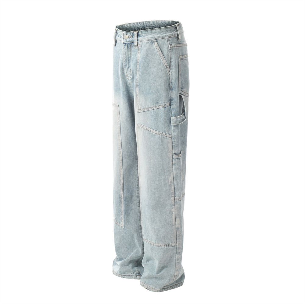 Japanese Brand × Jean Men's washed loose ribbon straight stitching cargo jeans Size US 32 / EU 48 - 2 Thumbnail