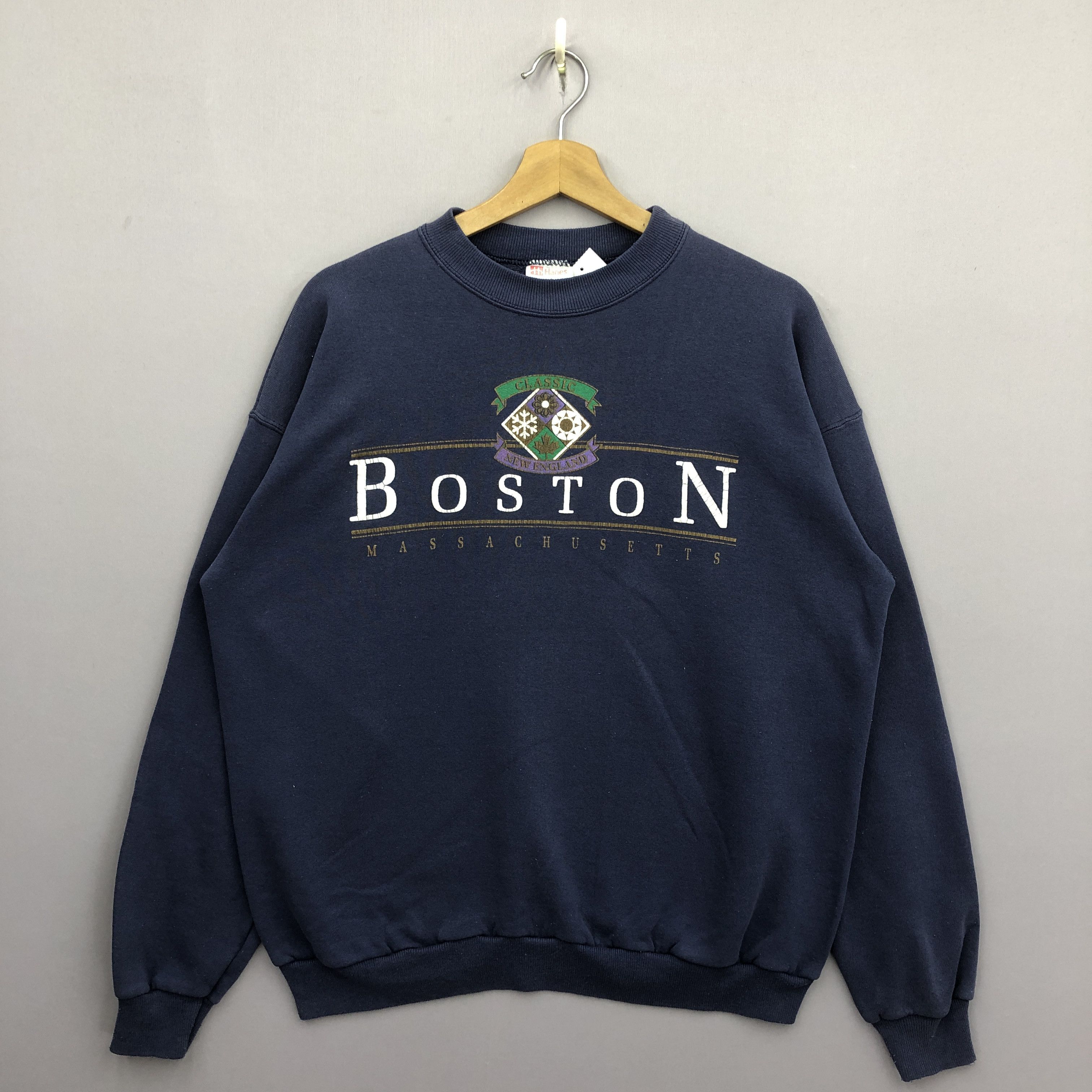 Vintage Vintage 90s Boston University Sweater Traveller Sweatshirt Size US L / EU 52-54 / 3 - 1 Thumbnail