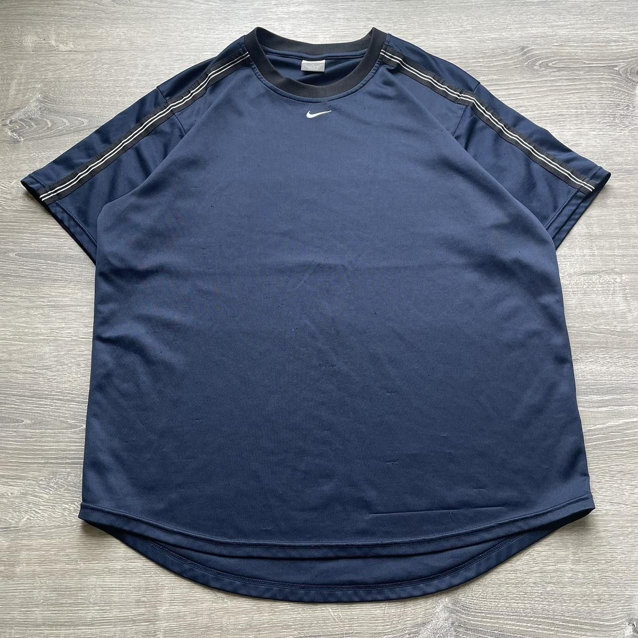 Nike × Vintage Vintage Y2K Navy Nike Center Check Jersey Size US L / EU 52-54 / 3 - 1 Thumbnail